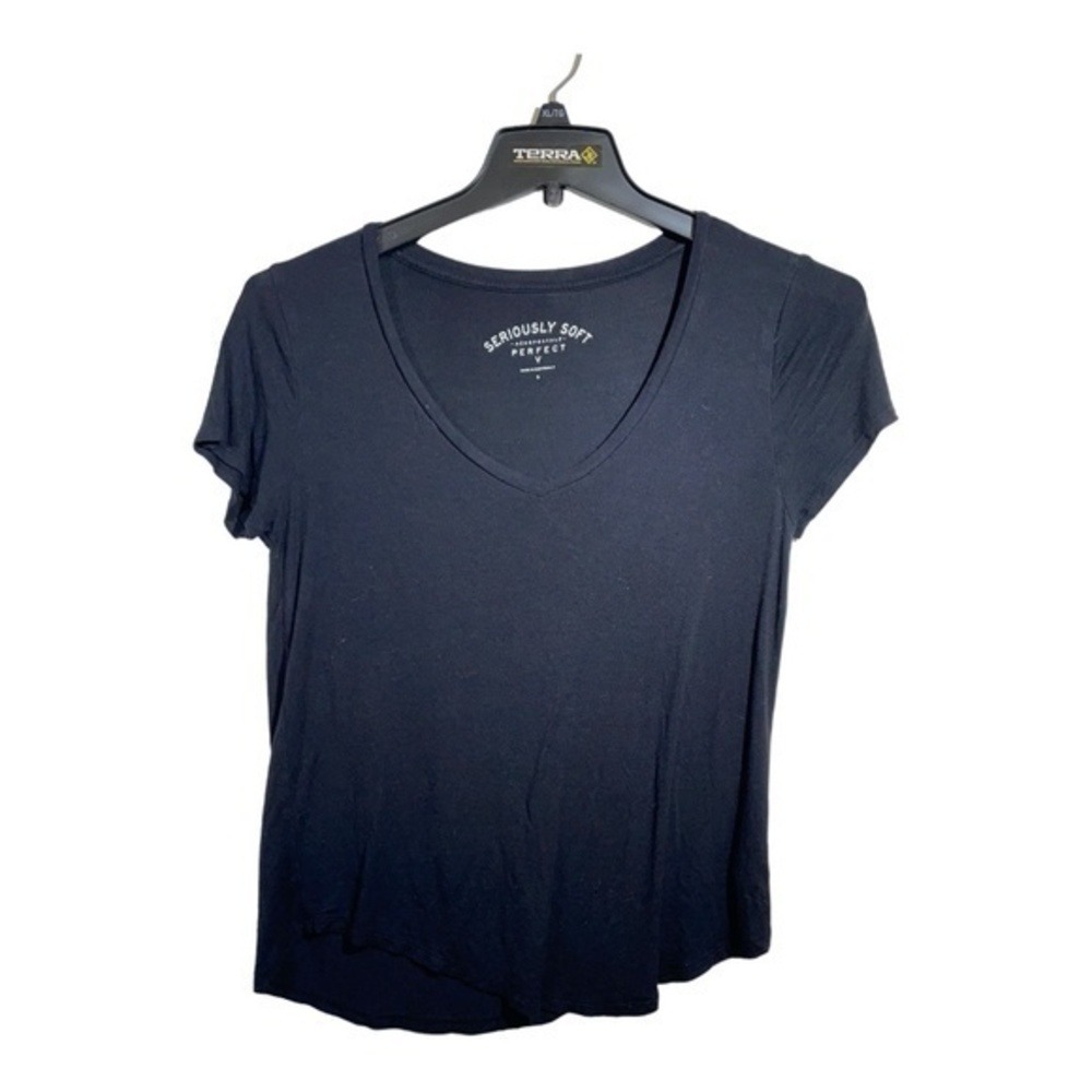 Aeropostale Seriously Sof Perfect V Black T-Shirt Short Sleeve Size Small
